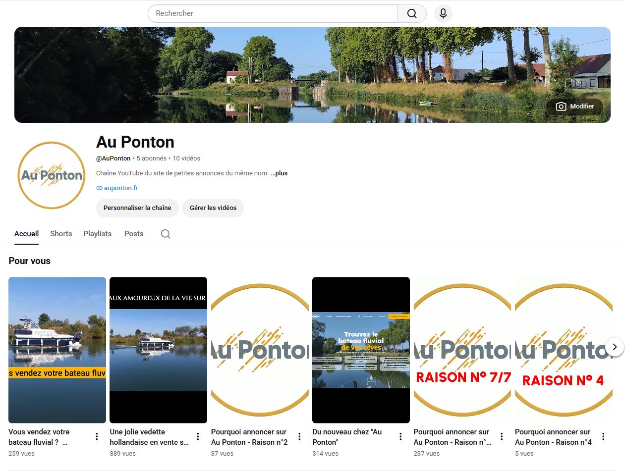 La chaîne YouTube Au Ponton